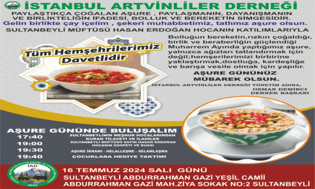 MÜFTÜLÜK VE İSTANBUL ARTVİNLİLER DERNEĞİ OLARAK ORTAK AŞURE PROĞRAMI DÜZENLEDİK.
